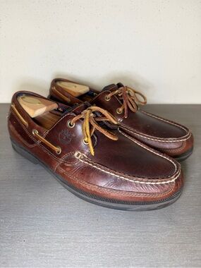 Timberland Men's Leather Boat Shoes Size 10M Brown Genuine Leather Shoes